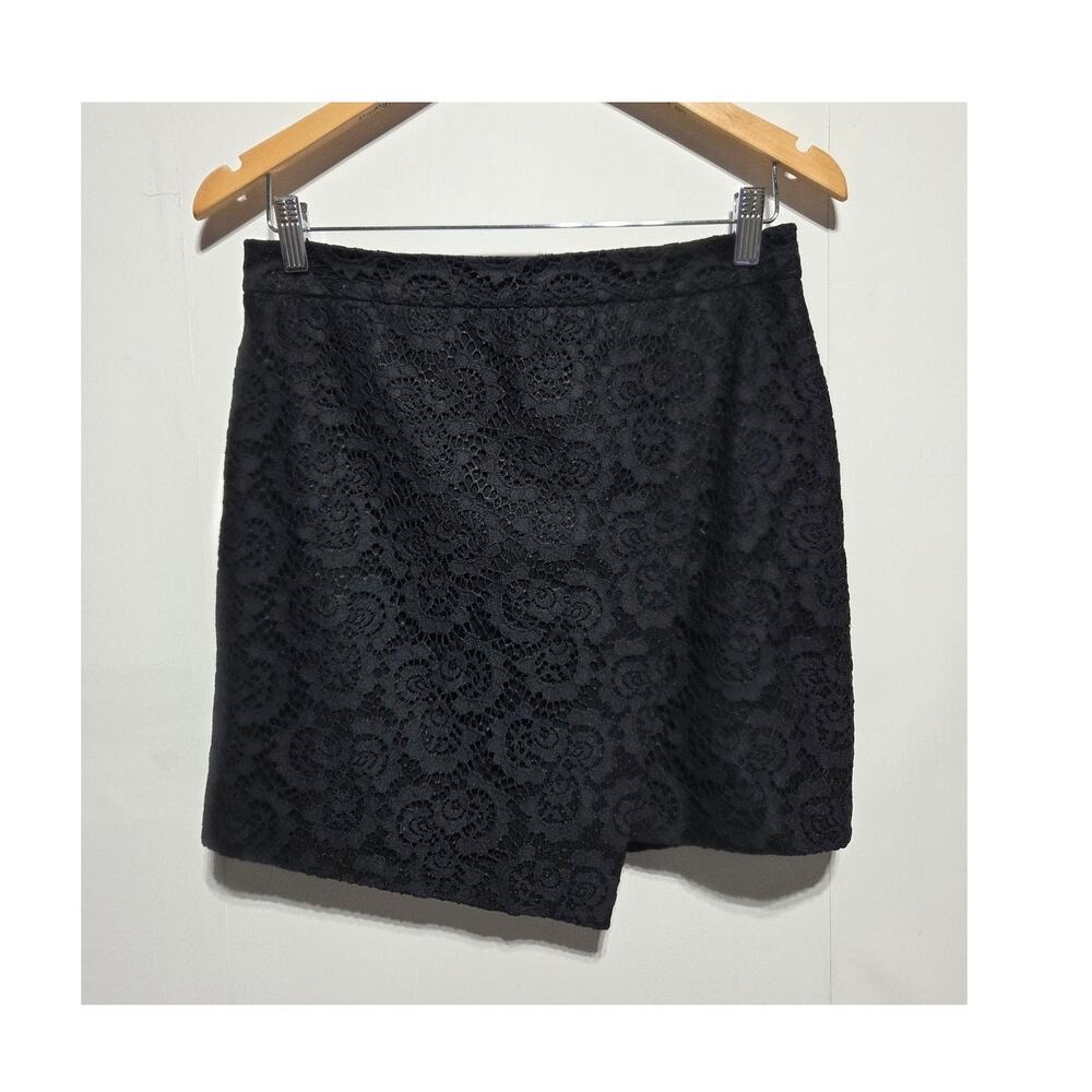 Madewell Black Lace Overlay Asymmetrical Whimsigoth Faux Wrap Front Mini Skirt 6